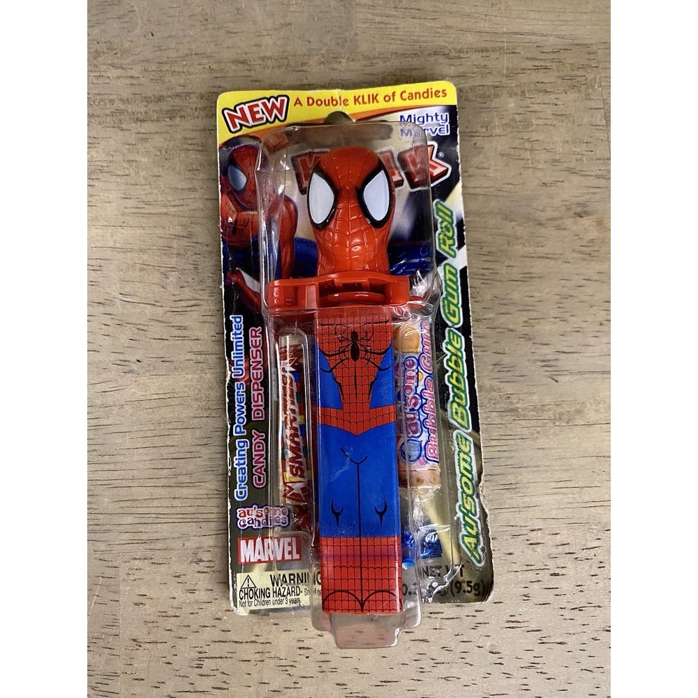 RARE Vintage Spider-Man Marvel Klik Smarties Gum Au'some Candies Dispenser 2003